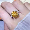 Nuevo anillo de moissanita amarilla de 5 quilates redondo color oro diamante cintura pequeña platino anillo al por mayor