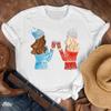 Nuevo Mayoreo Feliz Navidad Árbol de Navidad Papá Noel Simple Media Manga Casual Dibujos Animados Blanco Camiseta Manga Corta Mujer