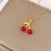 Collar de Mujer Casual y de Alta Gama de Nicho Diseño Geométrico de Gema de Cereza Cadena Larga para Clavícula Collar Versátil para Mujeres