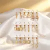 Set de Pendientes Geométricos Cruzados Diseño de Mariposa Flor Corazón Serpiente Pendientes de Botón Pequeños Dulces Sencillos Set de Múltiples Piezas para Mujeres