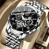 Reloj de hombre Bubble totalmente automático Romano hueco luminoso de alta calidad impermeable calendario de cuarzo no mecánico