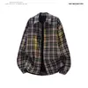 2025 Nueva Camisa de Manga Larga a Cuadros para Hombre Marca de Moda de Hong Kong Moda Holgada Talla Grande Camisa Casual Chaqueta para Hombre