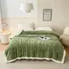 Manta de tafetá e fleece de cor sólida para comércio exterior feita sob medida, manta jacquard de camada dupla espessada, manta de flanela de lã de cordeiro