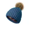 Gorro de Punto Suave para Adultos Transfronterizo, Gorro sin Visera Invertido, Gorro de Bola de Pelo Forrado de Satén, Gorro de Punto Cálido sin Etiqueta