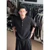 Camiseta polo de manga curta com retalhos de seda gelada para homens, estilo foreign trade, verão