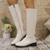 Botas Longas Estilo Britânico Tamanho Grande em Estoque, Botas até o Joelho, Botas de Cano Alto para Mulheres, Botas de Couro Versáteis para Mulheres Atacado