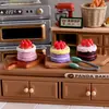 Miniatura Simulada Crema Fresa Pastel Muñeca Casa de Muñecas Mini Miniatura Comida Juguetes Accesorios Hechos a Mano