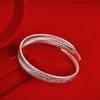 Fabricantes de origem pulseira de penas da moda mulheres folhas pulseira de cobre prata abertura pulseira de anjo joias de prata atacado