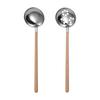 Utensilios de cocina de acero inoxidable 304, cuchara sopera, artículos para el hogar, mango de madera, cuchara para sopa, cuchara para gachas, colador para olla caliente, venta al por mayor