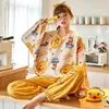 Llegada Nueva 2022 Pijamas para Mujer Primavera y Otoño Pantalones de Manga Larga Ropa de Exterior Caricatura Dulce Traje de Casa para Mujer