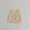 Otoño 2026 Bebé y Niña Pequeña 0-3 Años Hilo de Algodón Tejido Chaleco Cardigan Chaqueta con Lazo de Borlas