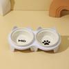 Comedero para Gatos Cerámico Comedero para Comida de Gato Tazón para Gatos Tazón para Perros Comedero para Mascotas Boca Inclinada Protege la Columna Cervical y Previene Volcarse Doble Tazón Agua Potable