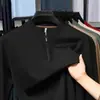 Camiseta de Manga Larga para Hombre con Cuello Alto y Media Cremallera 2025 Nueva Sudadera Ligera de Primavera y Otoño para Hombres Jóvenes y de Edad Media Venta al por Mayor