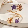 Pulsera de Brazo con Flor de Esmalte Colorida Estilo Vacacional Transfronterizo Europeo y Americano, Pulsera de Diseño Nicho, Joyería de Alta Gama para Mujeres