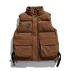 Otoño e Invierno Nuevo Cuello Vintage Japonés Múltiples Bolsillos Ropa de Trabajo Chaleco Acolchado de Algodón para Hombres y Mujeres Chaqueta Acolchada Gruesa Chaqueta de Moda