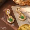 Broche de Flor Rosa Vermelha da Moda Europeia e Americana Broche Feminino de Alto Nível Pérola Antiga Média Atmosférico de Alto Nível Combina com Tudo Brincos de Diamante com Borla