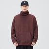 Sudadera de cuello alto para hombre 2025 Primavera y Otoño Nueva Versátil Tendencia Cuello Alto Color Sólido Tejido de Punto Pareja Retro Algodón