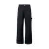 Pantalones de trabajo franceses de lona de algodón piqué de 16 onzas, triple costura, alta solidez del color, resistentes, con logo triangular, pantalones casuales negros