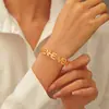 Pulseiras de Letras Europeias e Americanas Personalizadas Nomes de Aço Inoxidável Presentes de Aniversário Dropshipping Ouro Rosa