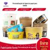 Tigela de Papel Descartável Personalizada Redonda para Levar Marmita Embalada Tigela Embalada de Macarrão de Arroz Frito Tigela de Papel para Sopa Copo de Papel Ondulado