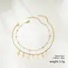Pulsera de Cruz con Borla de Oro de 18 Quilates Transfronteriza Europea y Americana Set de 2 Piezas con Perlas Pulsera Apilada de Cadena Simple Versátil