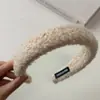 Diadema de Lana de Cordero de Color Sólido para Otoño e Invierno para Mujeres, Uso Diario de Alta Gama, Diadema de Corona Alta, Pinza para el Cabello para Lavarse la Cara
