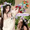 Diadema Floral Estilo Bosque para Mujer 2026 Nuevo Modelo Diadema para Sesión de Fotos Atmósfera Tocado Floral Colorido Flor de Cabeza Trenzada de Princesa