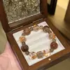 Pulsera de Cristal con Lámina de Oro Super Siete Negro Dorado Natural, Atrae Riqueza y Prosperidad, Diseño Simple y de Alta Gama, un Regalo para Amigos