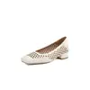 Novos Sapatos Femininos Britânicos de Outono e Verão com Furos Bico Quadrado Salto Médio Grosso Flats Sandálias Respiráveis Tamanho Grande 32-43 Sapatos de Exportação