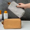 Bolsa de Tocador de Papel Kraft Lavado Vintage, Organizador de Viaje Impermeable de Gama Alta, Bolsa para Guardar Labiales, Bolsa de Maquillaje de Gran Capacidad