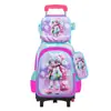 Mochila Escolar de Cuero 3D de Arrastre Juego de Tres Piezas Mochila de Arrastre Infantil de Dibujos Animados Bolsa de Almuerzo Venta Directa de Fábrica
