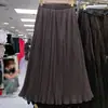 Falda de Malla Plisada Reversible Otoño e Invierno Nueva de Cintura Alta Holgada Línea A de Hada Delgado de Longitud Media Falda Plisada