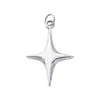 Collar con colgante de estrella de cuatro puntas liso pulido sólido de plata s925 accesorio para cadena de clavícula cadena de suéter accesorio DIY