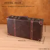 Maleta vintage de couro PU com estrutura de madeira, um conjunto de caixas de armazenamento, usada para vitrines de lojas, adereços de fotografia e fins decorativos