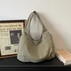Bolsa de Lona Casual de Gran Capacidad Estilo Coreano para Mujer 2026 Nueva Moda Bolso Nube Fruncido Bolso Tote Ins para el Trabajo y el Viaje