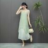 Falda de tirantes para mujer, color blanco teñible, estilo embrión, para viajes de Yunnan, Xinjiang, Guizhou y Sanya, verano 2025