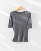 ¡Baisho de alta gama! Seamless 18 agujas 48 100. Suéter de lana con cuello ondulado para mujer, camisa base delgada