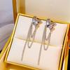 Aretes de Aguja de Plata Estilo Coreano Lujo Ligero Alto Sentido Estilo Frío Amor Aretes Diseño Simple Sentido Cadena de Borlas Largas