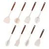 Conjunto Personalizado de Utensílios de Cozinha de Silicone, Doméstico, Grau Alimentício, Cabo de Madeira, Conjunto de 8 Peças, Antiaderente, Resistente a Altas Temperaturas, Utensílios de Cozinha de Silicone Anti-Queimaduras