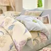 Juego de ropa de cama de algodón estilo Ins de cuatro piezas juego de tres piezas de algodón fresco para dormitorio de estudiante sábana funda de edredón