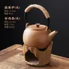 Tetera de Gres con Forma de Calabaza y Asa, Base Calentador de Velas de una Sola Pieza para Estufa de Té para Uso Doméstico, Estufa Pequeña para Preparar Té