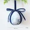Bola de Navidad de tela transfronteriza de 8 cm, bola envuelta, decoración para árbol de Navidad, adorno navideño con lazo para crear ambiente, pequeño adorno colgante