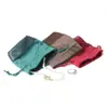 Bolsa de joyería de terciopelo con cordón, bolsa de almacenamiento para pulseras y brazaletes coleccionables, bolsa de terciopelo empalmada con cuero PU de fondo redondo