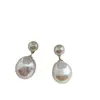 Pendientes de Plata de Ley S925 Perla de Agua Dulce Natural Barrocos Pendientes Simples y Elegantes Pendientes Pendientes