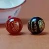 (Texto del Sutra del Mantra de la Luz Dorada) Ágata Roja y Negra Sellado en Oro Grabado Redondo Cuentas Sueltas Pulsera DIY Cuentas Bodhi