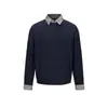 Suéter de Punto Cableado de Color Sólido Original Vintage CROWD CITY para Hombre, Falso Dos Piezas con Cuello de Solapa, Prendas de Punto para Otoño e Invierno Y699