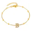 Pulseira de Aço Titânio com Letra Atacado Design de Nicho para Meninas Estilo Ins Pulseira de Aço Inoxidável Pingente de Letra Combinando