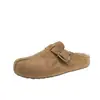 Zapatos de media caña retro nuevos de cuero esmerilado transfronterizos para mujer, zapatos de peluche Birkenstock, estilo perezoso japonés versátiles, talla grande, comercio exterior para mujer