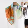 Pañuelo Cuadrado de Algodón Estilo Pintura al Óleo con Estampado de Arte Vintage, Pañuelo de Seda Decorativo Suave y Versátil, Nuevo Pañuelo de Cuello de Moda para Mujer