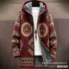Cárdigan con capucha y cremallera de corte holgado para hombre con estampado a todo color de nuevo elemento azteca, chaqueta de algodón, DIY desde la imagen